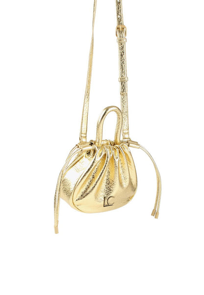 LOLA CASADEMUNT.  Bolso de mano dorado efecto piel