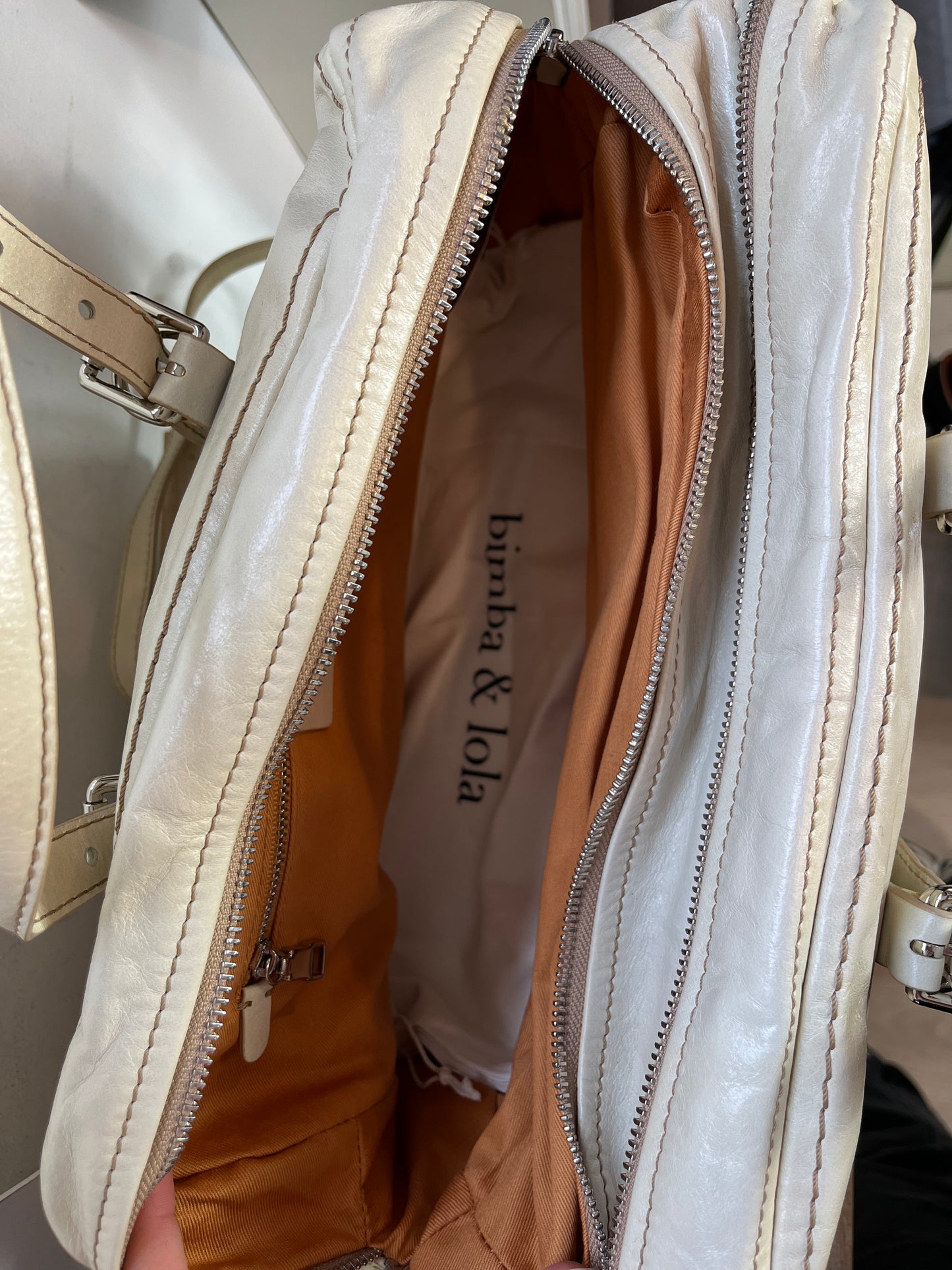 BIMBA Y LOLA. Beige leather shopper bag