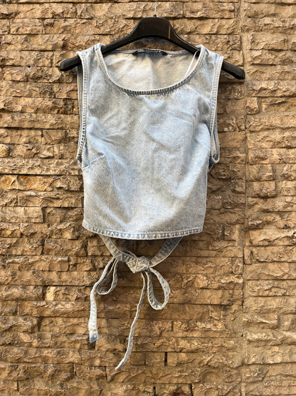 ZARA. Top denim espalda T.s