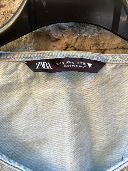ZARA. Top denim espalda T.s