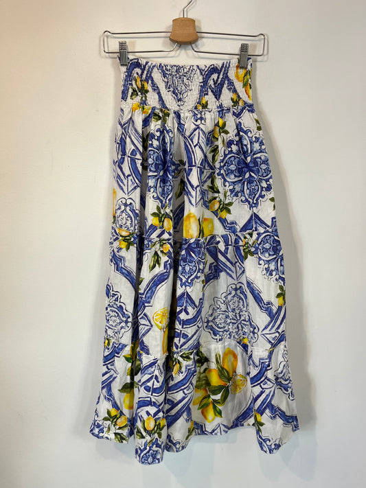 SARTORIA SARANCENA. Falda lino limones. TU (XS)