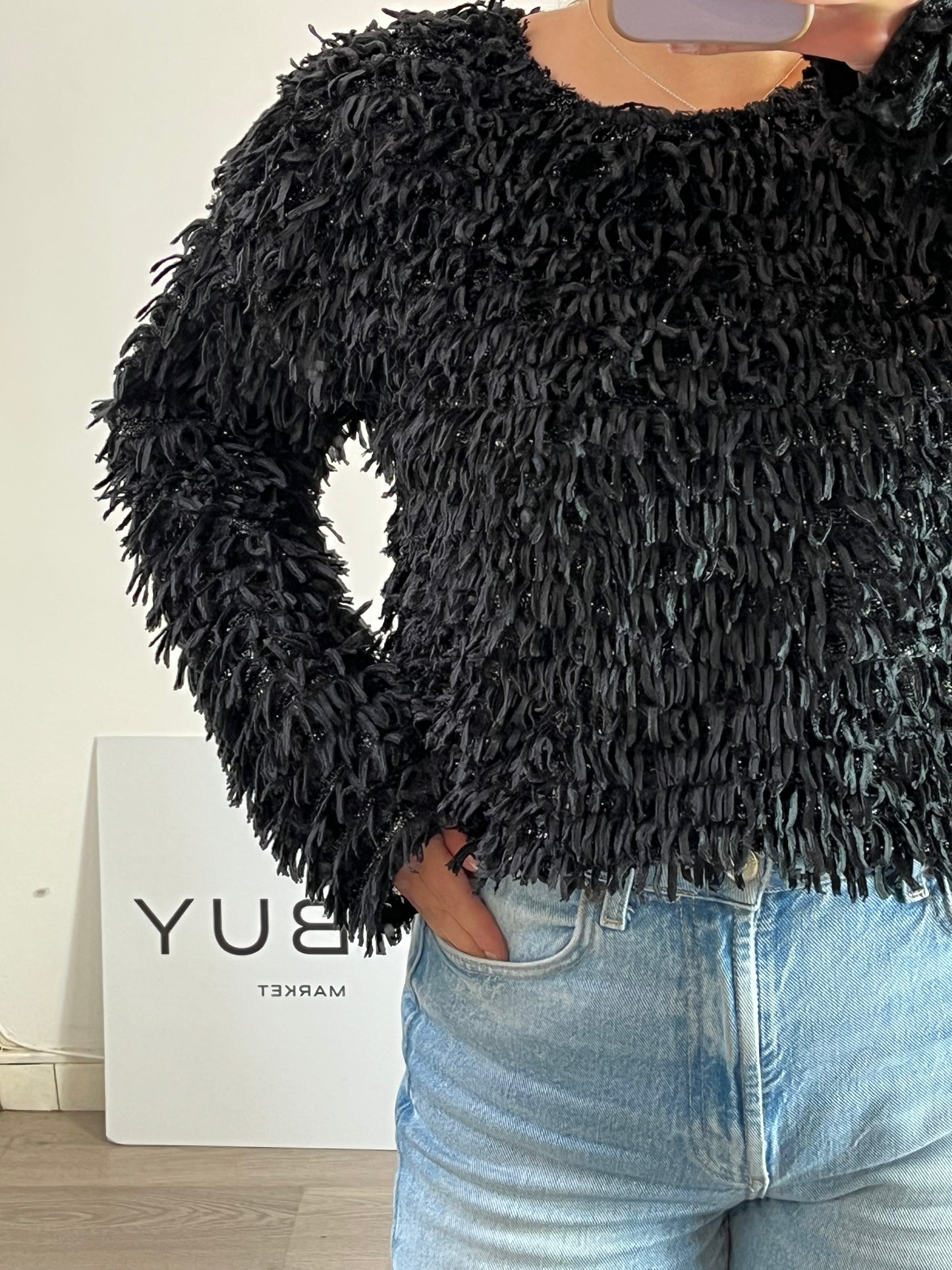 OTRAS. Top negro flecos. T M/L