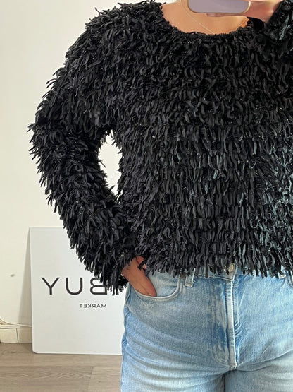 OTRAS. Top negro flecos. T M/L