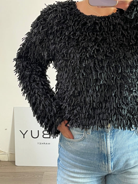 OTRAS. Top negro flecos. T M/L