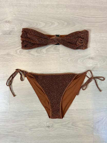 MASSIMO DUTTI. Bikini marrón brillos. T M