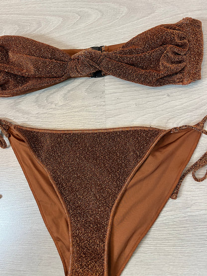 MASSIMO DUTTI. Bikini marrón brillos. T M