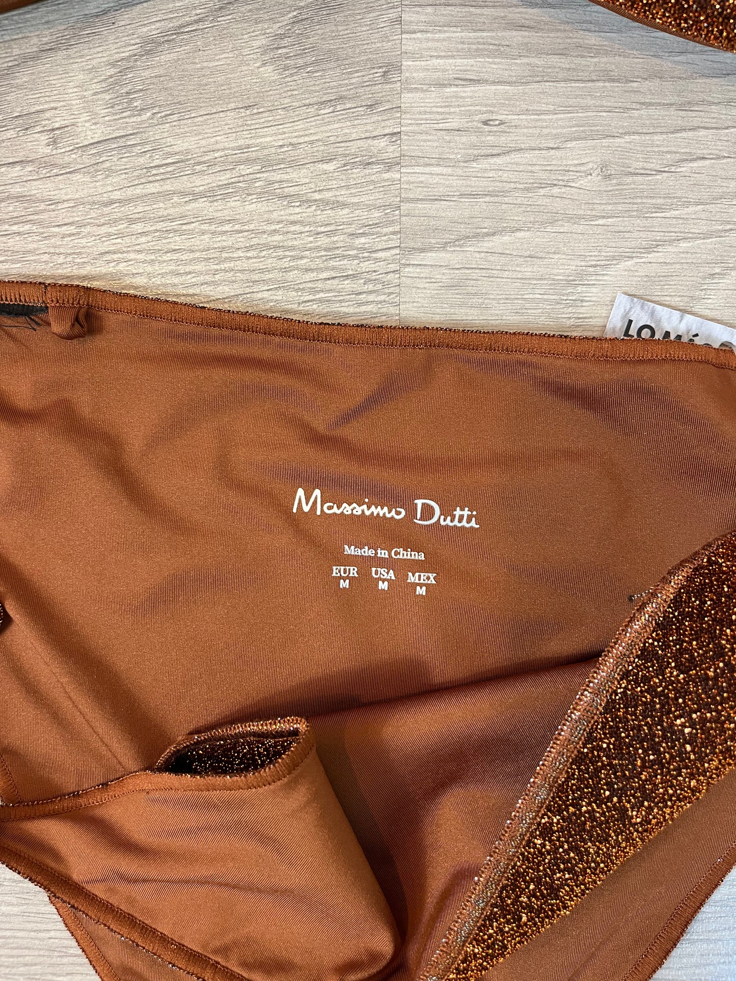 MASSIMO DUTTI. Bikini marrón brillos. T M