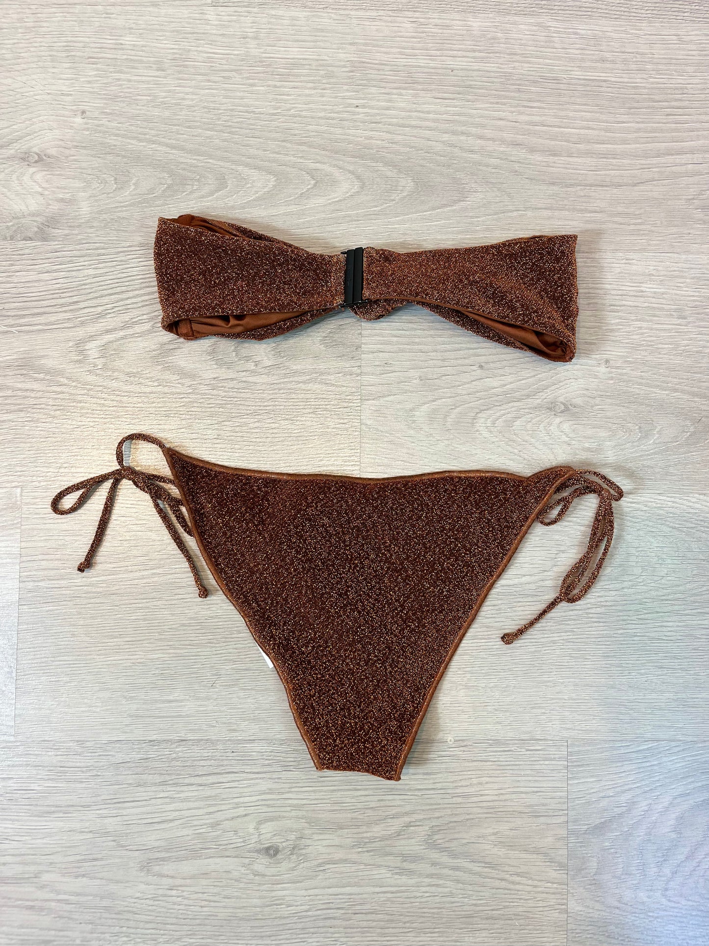 MASSIMO DUTTI. Bikini marrón brillos. T M