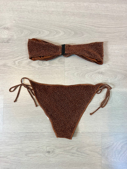 MASSIMO DUTTI. Bikini marrón brillos. T M