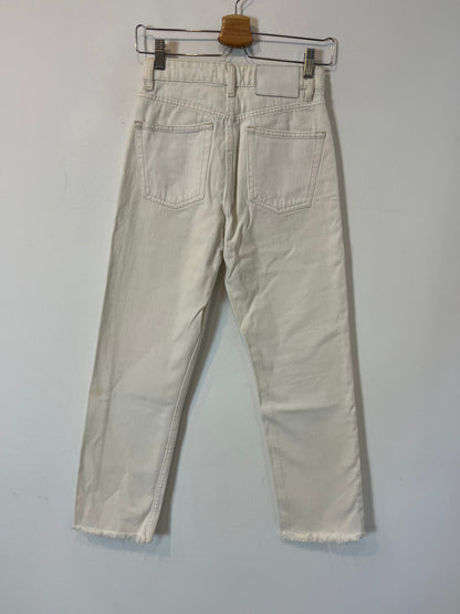 ZARA. White denim trousers with seams, size 34