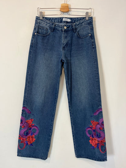 NICOLÍ. Pantalón denim bordado T.36