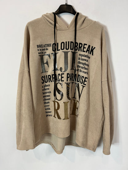 OTRAS. Sudadera beige letras T.L