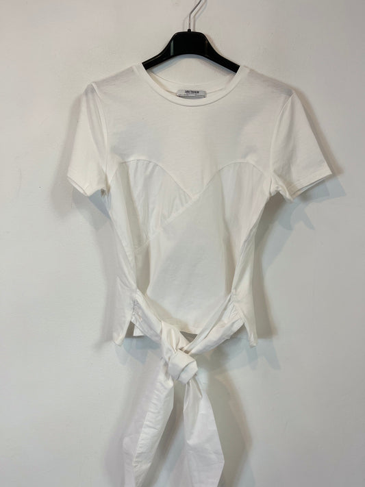 ZARA. Top blanco doble textura. T. M