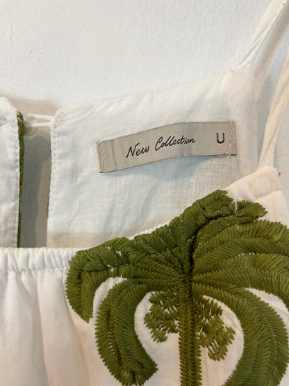 OTRAS. Vestido blanco palmeras. TU (M)