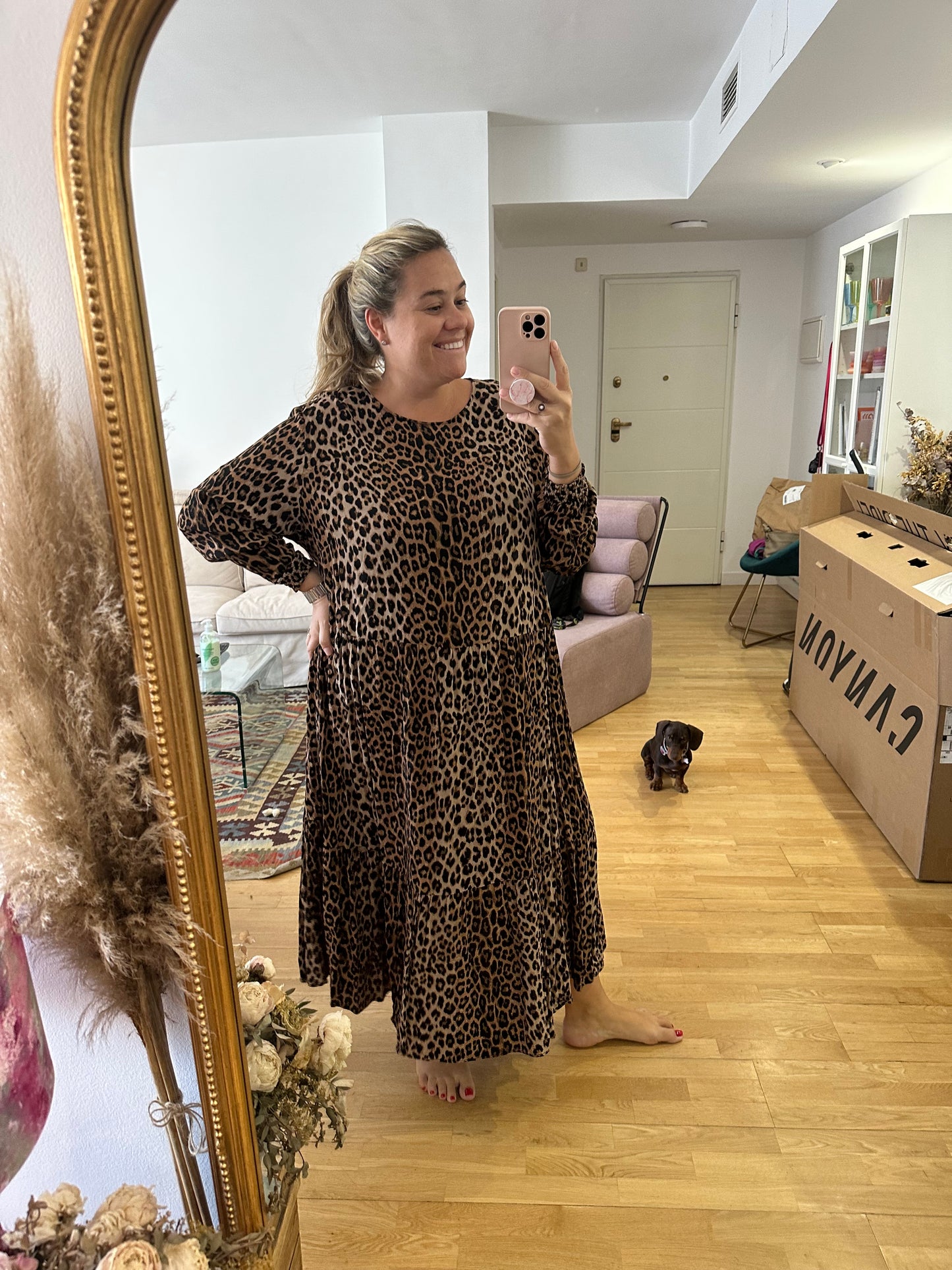 H&M. Vestido animal print T.3xl