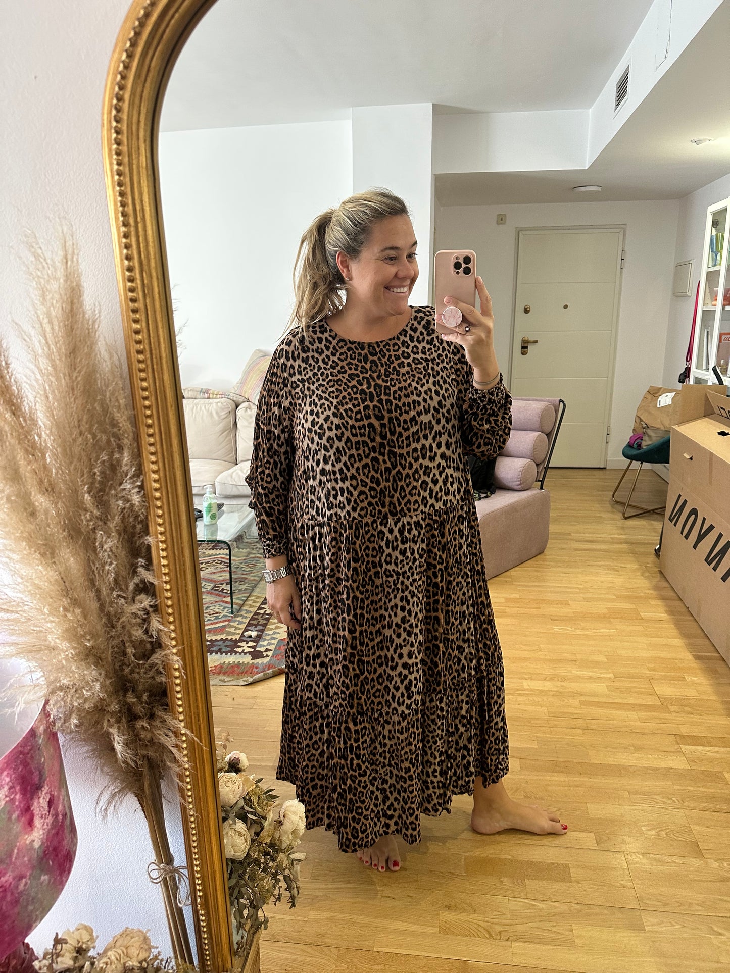 H&M. Vestido animal print T.3xl