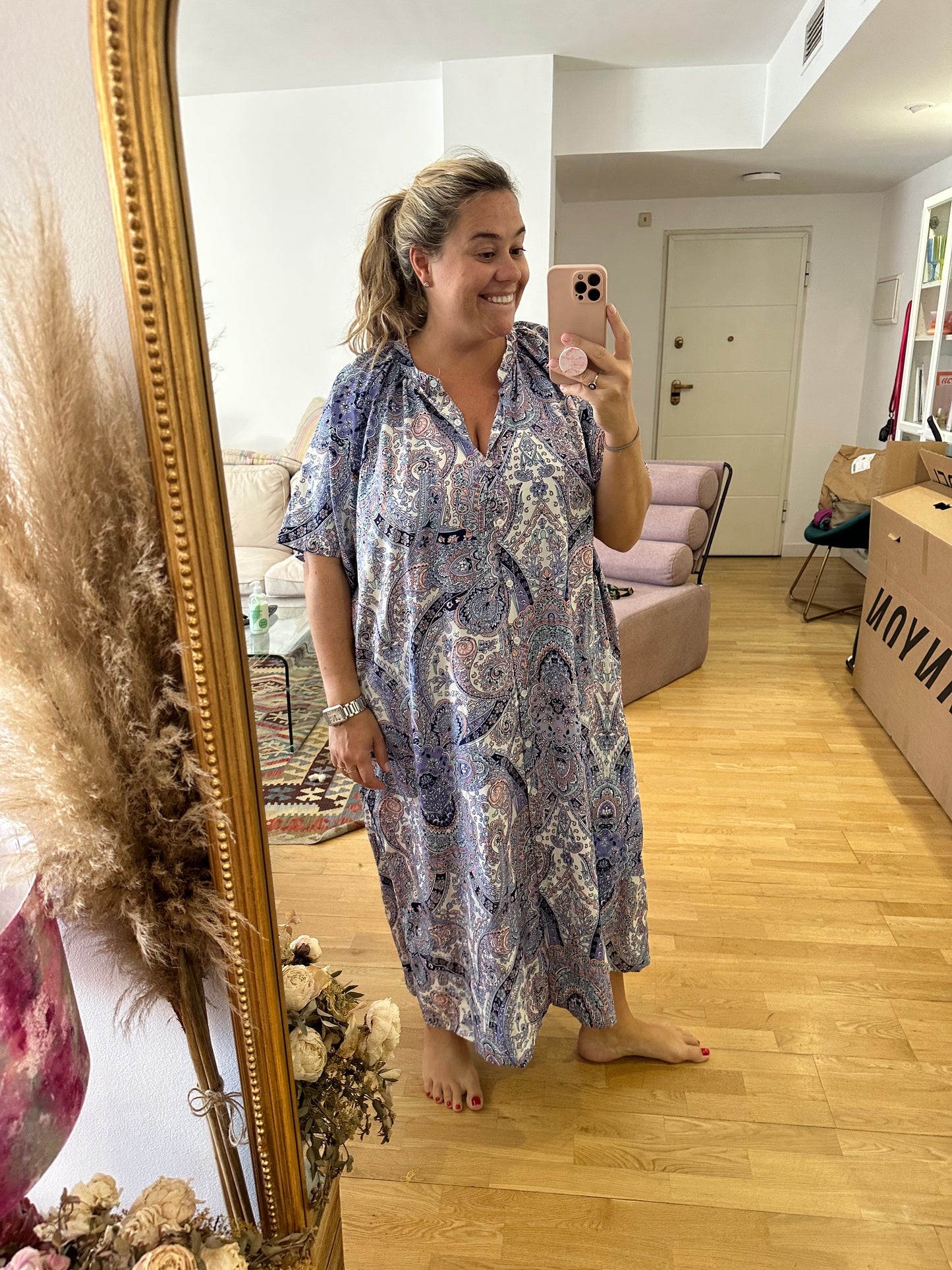 BUGANVILIA. Vestido fluido  amebas  T.u(3XL)