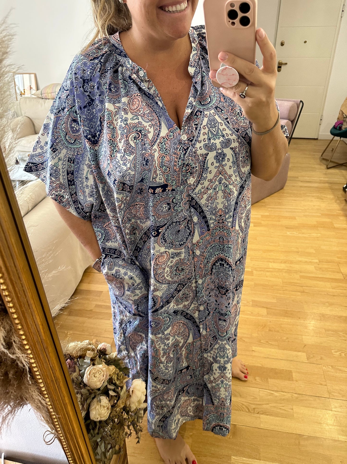 BUGANVILIA. Vestido fluido  amebas  T.u(3XL)