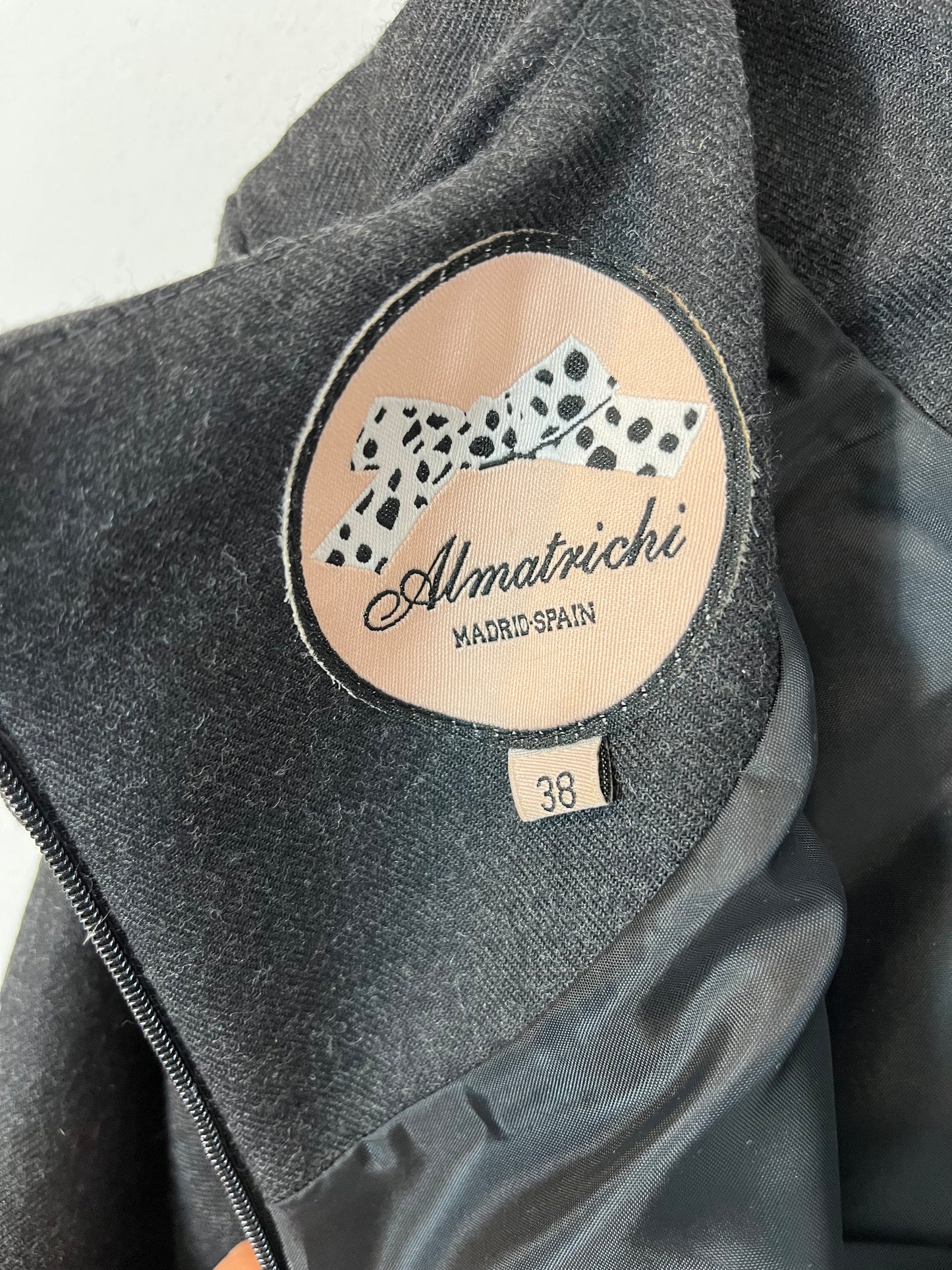 ALMATRICHI. Gray dress with wool sleeve detail. Size 38