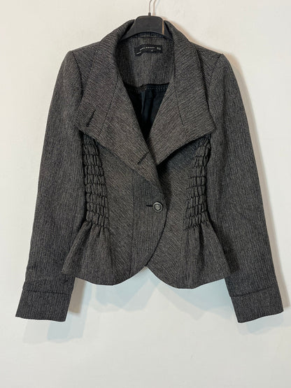 ZARA. Blazer gris fruncidos. T XS