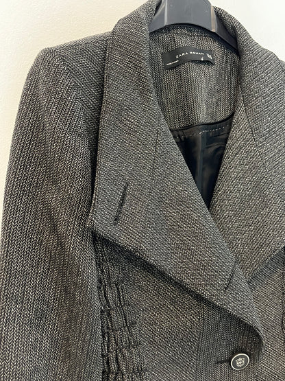 ZARA. Blazer gris fruncidos. T XS