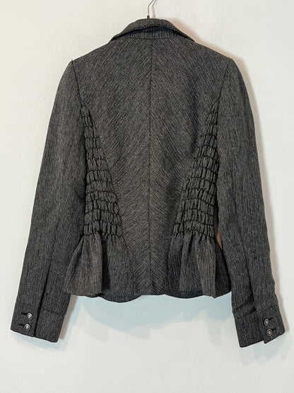 ZARA. Blazer gris fruncidos. T XS