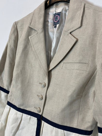 VILAGALLO. Chaqueta beige lino y algodón jaspeada. T 40