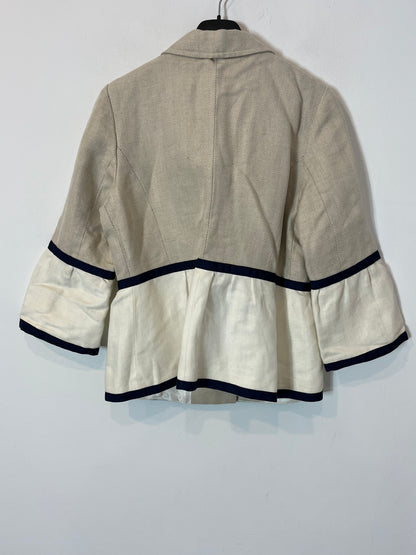 VILAGALLO. Chaqueta beige lino y algodón jaspeada. T 40