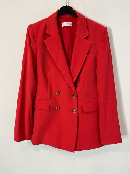 MANGO. Blazer roja fluida doble botonadura. T S