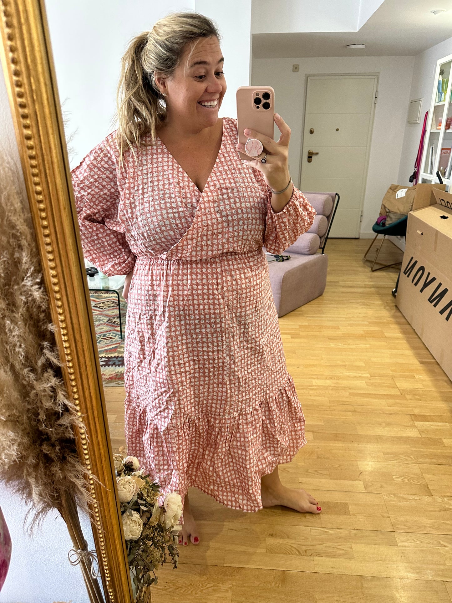 OTRAS. Vestido rosa flores TU(3xl)