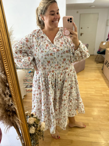 OTRAS. Vestido blanco flores rosas TU(3xl)