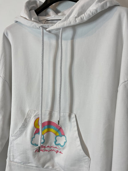 SPACE FLAMINGO. Sudadera blanca arcoíris. T S