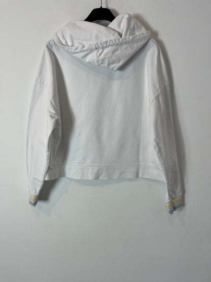 SPACE FLAMINGO. Sudadera blanca arcoíris. T S