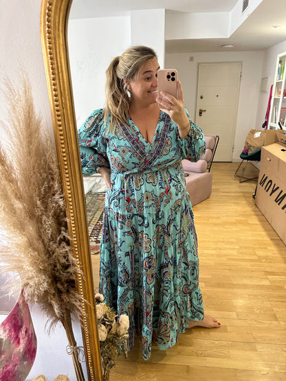 OTRAS. Vestido turquesa amebas T.u(3xl)