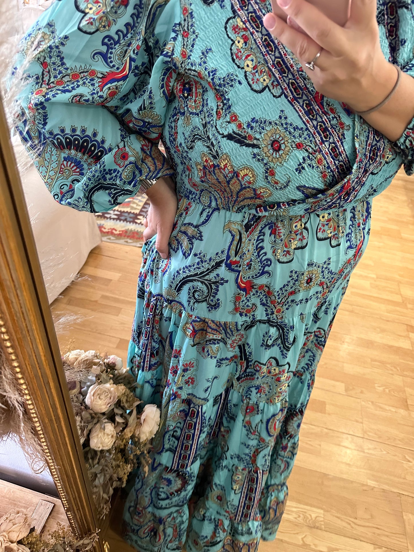 OTRAS. Vestido turquesa amebas T.u(3xl)