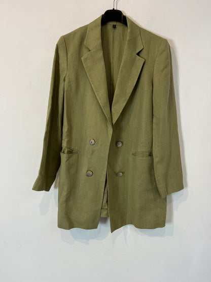 MASSIMO DUTTI. Blazer lino verde. T 34