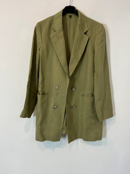 MASSIMO DUTTI. Blazer lino verde. T 34