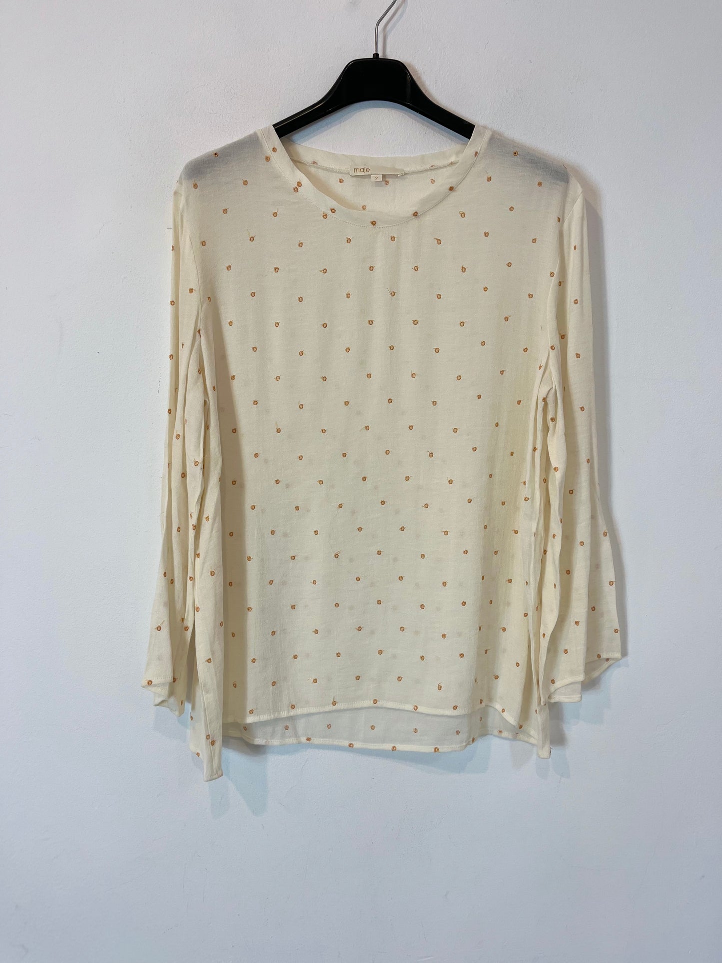 MAJE. Blusa círculos bordados. T M