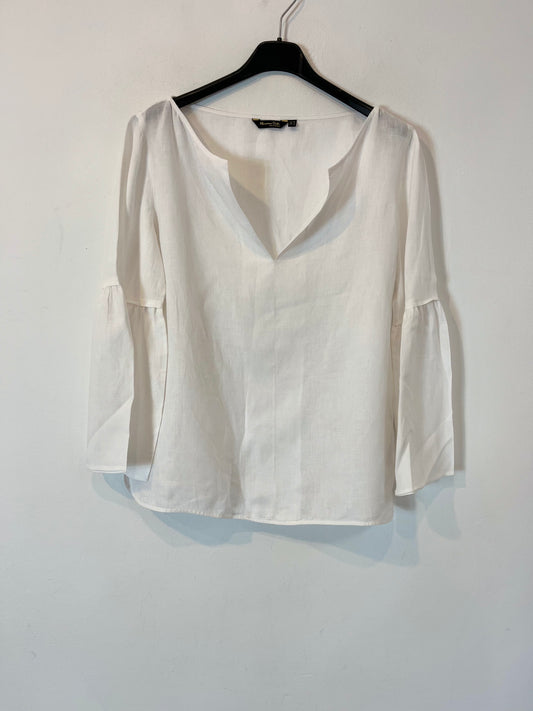 MASSIMO DUTTI.  Blusa blanca lino. T 38