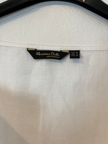 MASSIMO DUTTI.  Blusa blanca lino. T 38