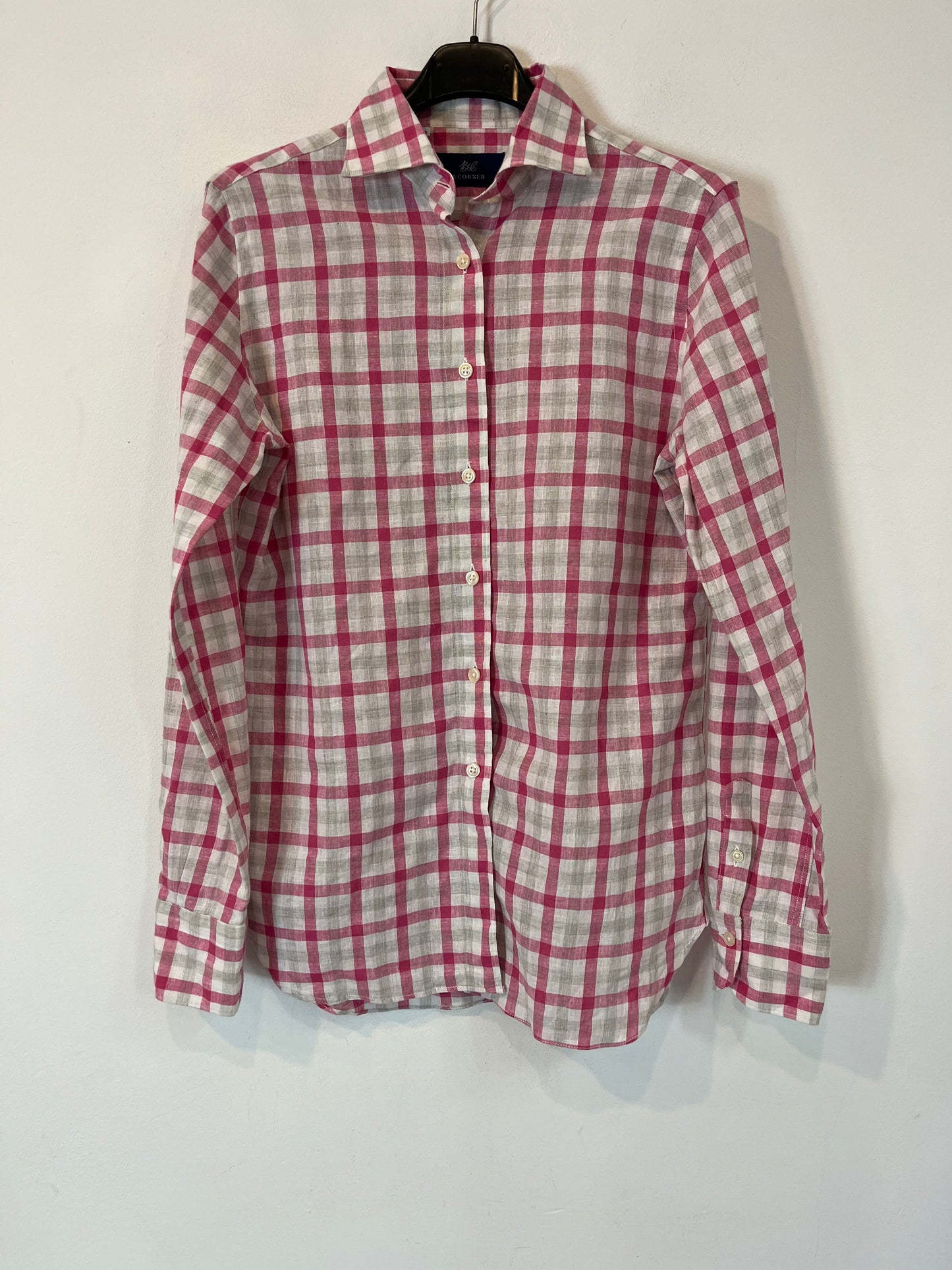 BCORNER. Blusa con lino cuadros T.42(s)