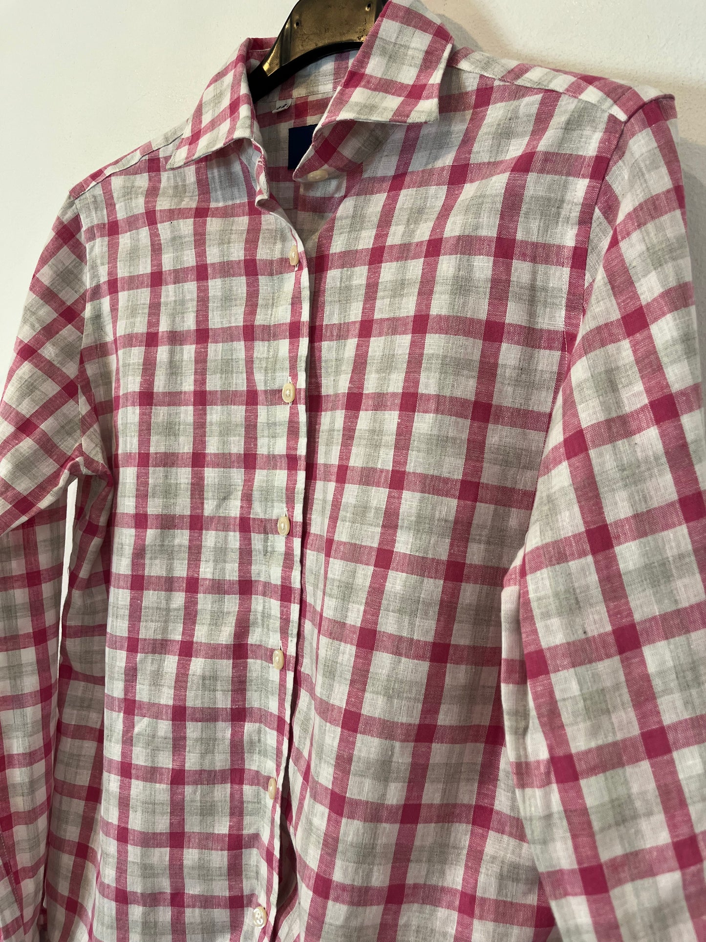 BCORNER. Blusa con lino cuadros T.42(s)