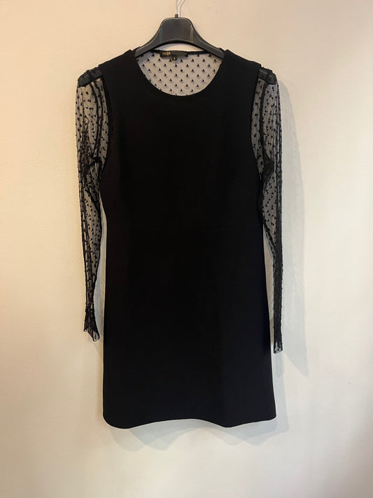 MAJE. Vestido negro magas y espalda plumeti. T2 (M)