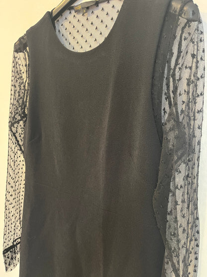 MAJE. Vestido negro magas y espalda plumeti. T2 (M)