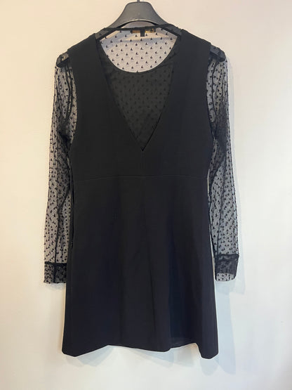 MAJE. Vestido negro magas y espalda plumeti. T2 (M)