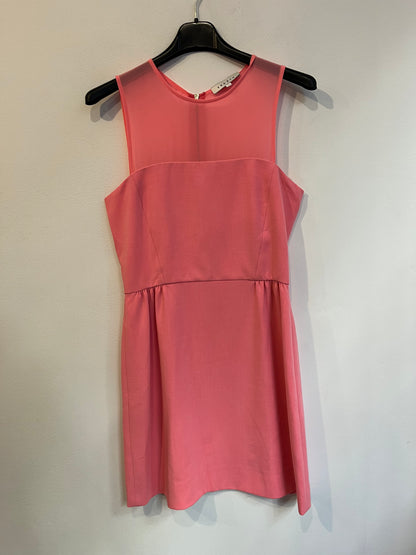 SANDRO. Vestido corto rosa detalle escote. T 2 (M)