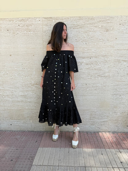 CUPLÉ. Vestido midi abalorios T.s