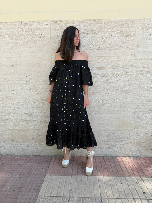 CUPLÉ. Vestido midi abalorios T.s