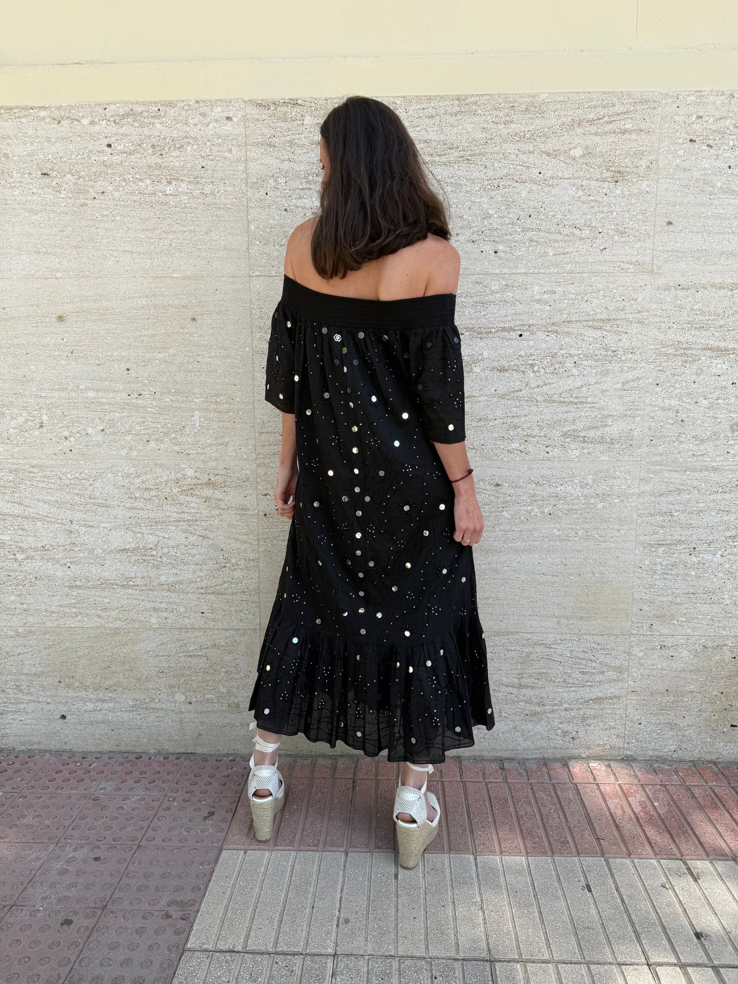 CUPLÉ. Vestido midi abalorios T.s
