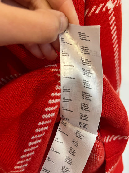 MAJE. Jersey rojo con lana cuadros. T 1(S)